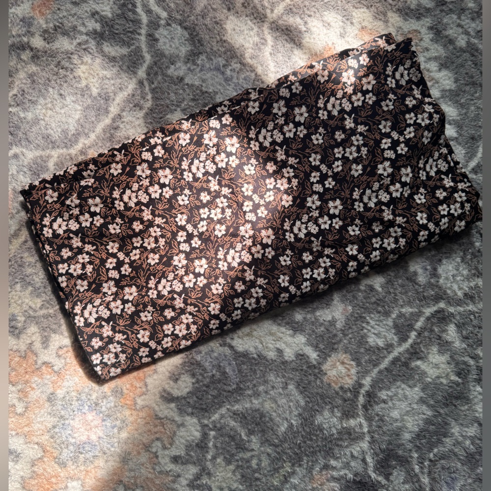 Pact Organic Black Infinity Scarf with Cream and Brown Floral Print
